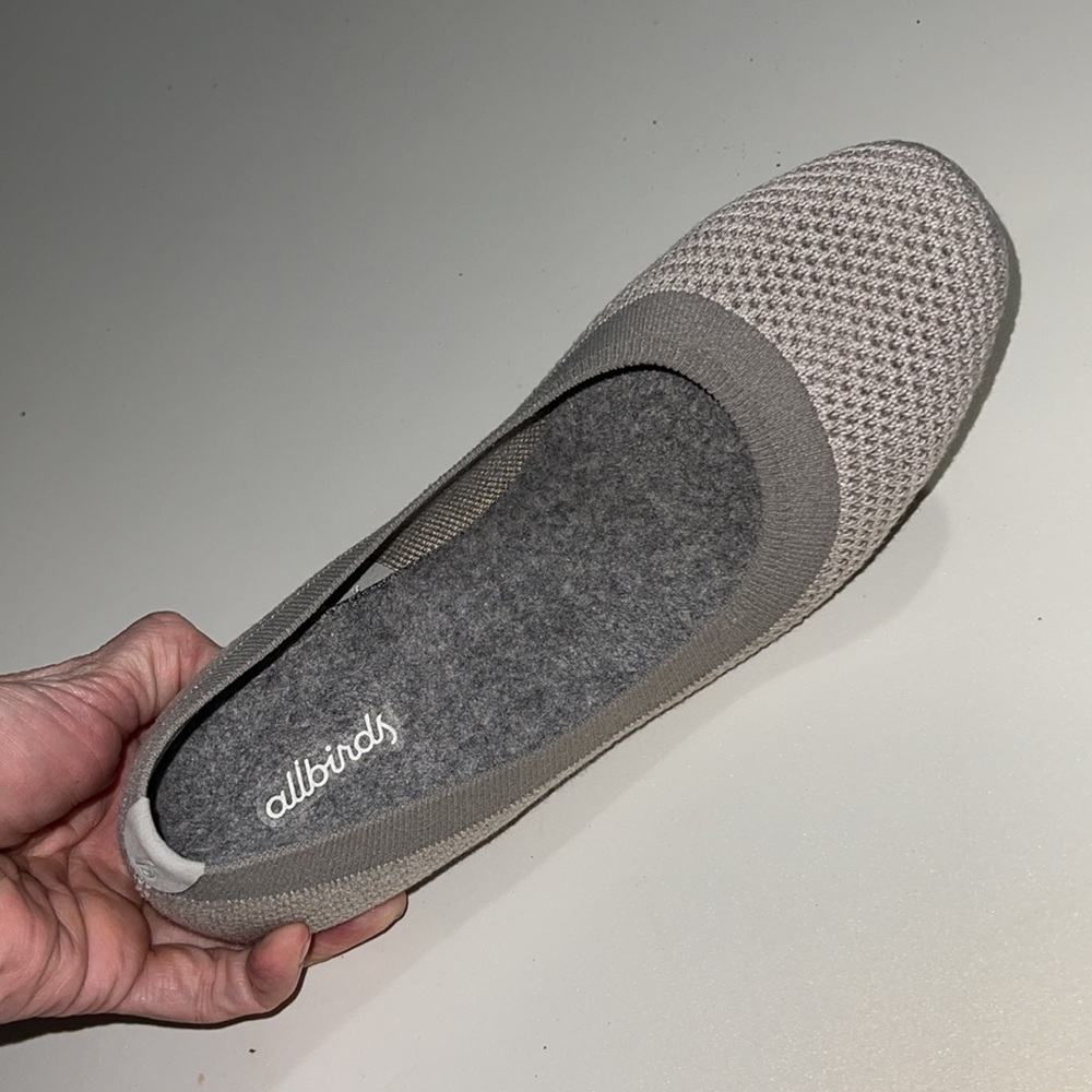 allbirds Treebreezers gray slip on flexible shoes.